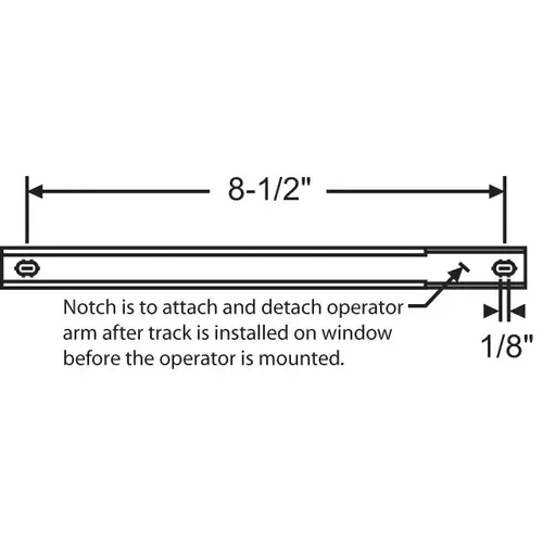 Track for Casement Window 8-1/2in C/L Stainless Steel Track for Casement Window 8-1/2in C/L Stainless Steel