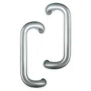 International Door Closers PH-4000-2-10-AL International 10" Solid Aluminum Offset Pull Set For Storefront Doors Anodized Dull Aluminum