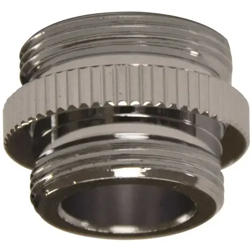 Dishwasher Aerator Adapter, 3/8-18 x 55/64-27 in, IPSM x Male, Brass, Chrome Plated Dishwasher Aerator Adapter, 3/8-18 x 55/64-27 in, IPSM x Male, Brass, Chrome Plated