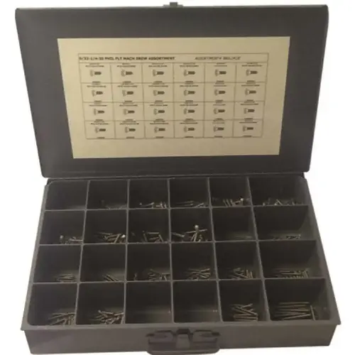Phillips Flat Head 18-8 Stainless Steel Machine Screw Kit Assortment in Metal Tray - pack of 600