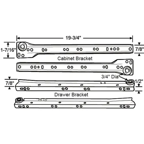 20in White Drawer Slide set With Screws 20in White Drawer Slide set With Screws