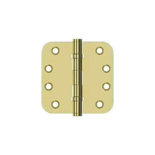 4" x 4" x 5/8" Radius Hinges, Ball Bearing in Polished Brass Pair 4" x 4" x 5/8" Radius Hinges, Ball Bearing in Polished Brass Pair