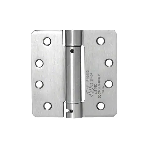 4" x 4" Satin Chrome Heavy-Duty Spring Hinge - 1/4" Radius