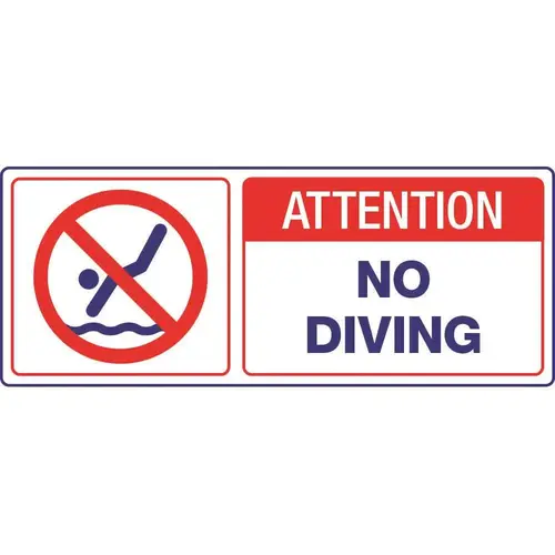 6 in. x 14 in. Attn No Diving Pool Sign