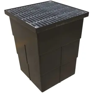 U.S. TRENCH DRAIN 80072G 18 in. Storm Water Pit and Catch Basin for Modular Trench and Channel Drain Systems with Galvanized Steel Grate