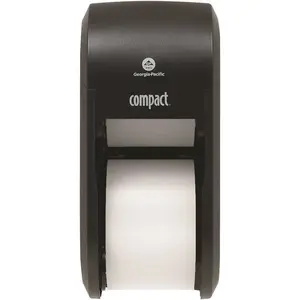 COMPACT 56790A Compact Toilet Paper Dispenser 5X5.375 IN Wall Mount Black 2-Roll Coreless Vertical High Capacity