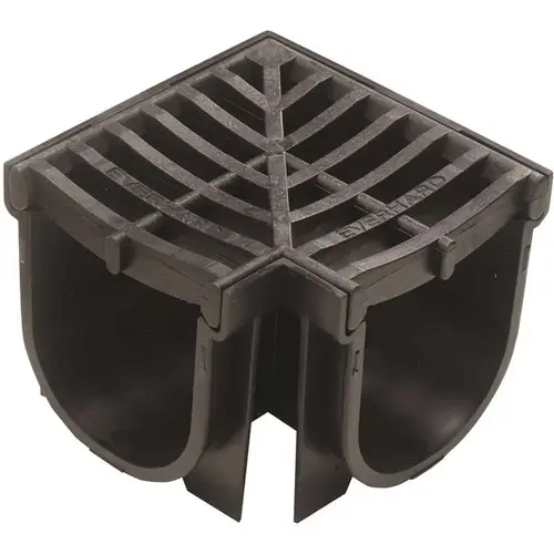 Deep Series 90a degree Corner for 5.4 in. Trench and Channel Drain Systems w/ Black Grate Deep Series 90a degree Corner for 5.4 in. Trench and Channel Drain Systems w/ Black Grate