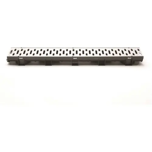 Compact Series 5.4 in. W x 3.2 in. D x 39.4 in. L Trench and Channel Drain Kit w/ Stainless Steel Grate ( 9.8 ft) - pack of 3 Compact Series 5.4 in. W x 3.2 in. D x 39.4 in. L Trench and Channel Drain Kit w/ Stainless Steel Grate ( 9.8 ft) - pack of 3