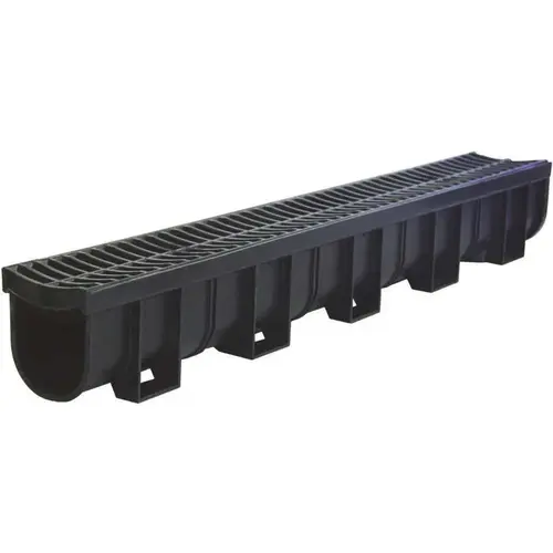 Deep Series 5.4 in. W x 5.4 in. D 39.4 in. L Trench and Channel Drain Kit w/ Black Grate ( 78.8ft) - pack of 24