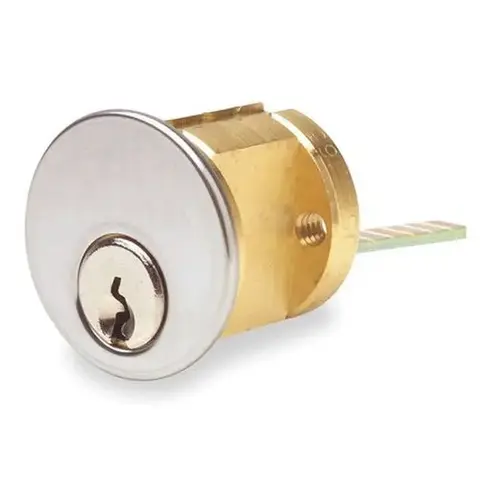 Keyed Different 5 Pin Rim Cylinder with Screw Cap with Kwikset Keyway Satin Chrome Finish Keyed Different 5 Pin Rim Cylinder with Screw Cap with Kwikset Keyway Satin Chrome Finish