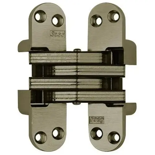 Soss 1-1/8" x 4-5/8" Heavy Duty Invisible Hinge for 1-3/4" Doors Bright Nickel Finish