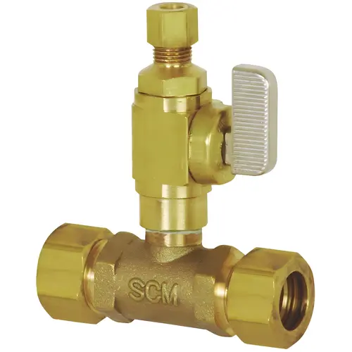 7/8 in. Compression x 1/4 in. Add-a-Line Full Slip Valve Brass Tee 7/8 in. Compression x 1/4 in. Add-a-Line Full Slip Valve Brass Tee