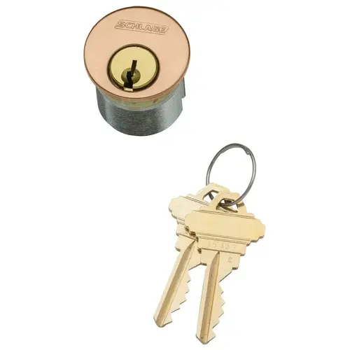 Mortise Cylinder 1-5/8 In. 6-Pin C Keyway Keyed Different Schlage L Cam Satin Bronze Clear Coated Finish Mortise Cylinder 1-5/8 In. 6-Pin C Keyway Keyed Different Schlage L Cam Satin Bronze Clear Coated Finish