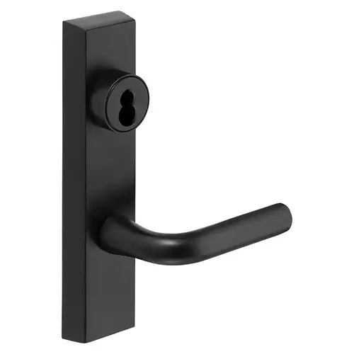 Grade 1 Electrified Exit Device Trim, Fail Secure, Power Off, Locks Lever, Key Retracts Latch, For Surface Vertical Rod and Mortise (8700, 8900 Series) Devices, Sargent LFIC Less Core, W Lever, 12V, LHR, Black Suede Powder Coat Black Suede Powder Coat
