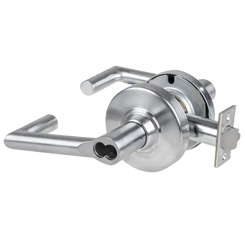 Schlage Grade 2 Office Cylindrical Lock with Field Selectable Vandlgard Boardwalk Lever SFIC Less Core Satin Chrome Anti-Mi ALX50B BRK 626AM 14-028