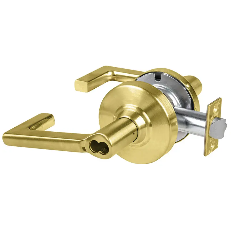 Schlage Grade 2 Office Cylindrical Lock with Field Selectable Vandlgard Longitude Lever SFIC Less Core Satin Brass Finish An ALX50B LON 606 14-042 Schlage Grade 2 Office Cylindrical Lock with Field Selectable Vandlgard Longitude Lever SFIC Less Core Satin Brass Finish An ALX50B LON 606 14-042