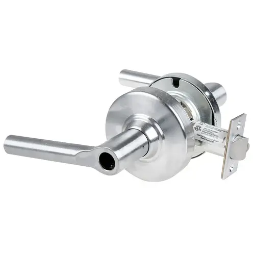 Grade 1 Institutional Lock, Broadway Lever, Less Cylinder, 5 In. Backset Extension, Satin Chrome Finish, Non-handed Satin Chrome Grade 1 Institutional Lock, Broadway Lever, Less Cylinder, 5 In. Backset Extension, Satin Chrome Finish, Non-handed Satin Chrome