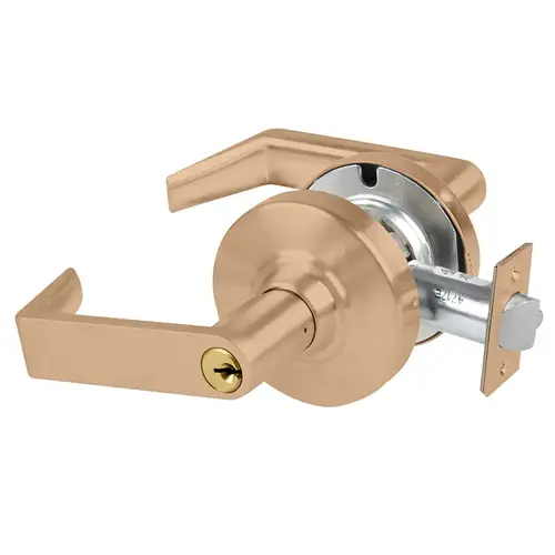 Grade 1 Classroom Security Lock, Rhodes Lever, Standard Cylinder, 5 In. Backset Extension, Satin Bronze Finish, Non-handed Satin Bronze Grade 1 Classroom Security Lock, Rhodes Lever, Standard Cylinder, 5 In. Backset Extension, Satin Bronze Finish, Non-handed Satin Bronze