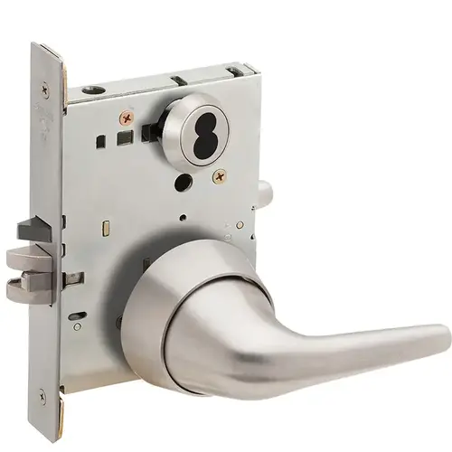 Classroom Mortise Lock Less Removable Core with SL1 Anti Ligature Lever Satin Stainless Steel Finish Classroom Mortise Lock Less Removable Core with SL1 Anti Ligature Lever Satin Stainless Steel Finish