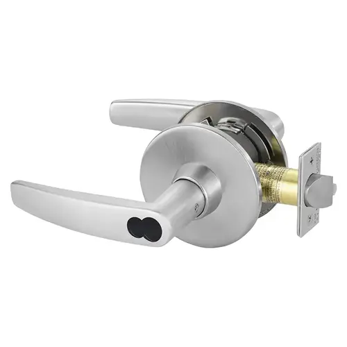 Entry Tubular Bored Lock Grade 1 with B Lever and L Rose with ASA Strike and Large Format IC Prep Less Core Satin Chrome Finish Entry Tubular Bored Lock Grade 1 with B Lever and L Rose with ASA Strike and Large Format IC Prep Less Core Satin Chrome Finish