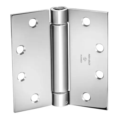 Full Mortise Spring Hinge, Standard Weight, 4-1/2" x 4-1/2", Square Corner, Bright Chrome Full Mortise Spring Hinge, Standard Weight, 4-1/2" x 4-1/2", Square Corner, Bright Chrome