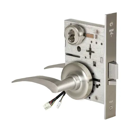 Electric Mortise Lock Satin Nickel Plated Clear Coated Electric Mortise Lock Satin Nickel Plated Clear Coated