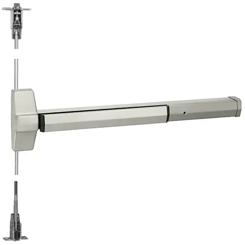 3' x 10' Concealed Vertical Rod Exit Only Exit Device Satin Stainless Steel Finish 3' x 10' Concealed Vertical Rod Exit Only Exit Device Satin Stainless Steel Finish