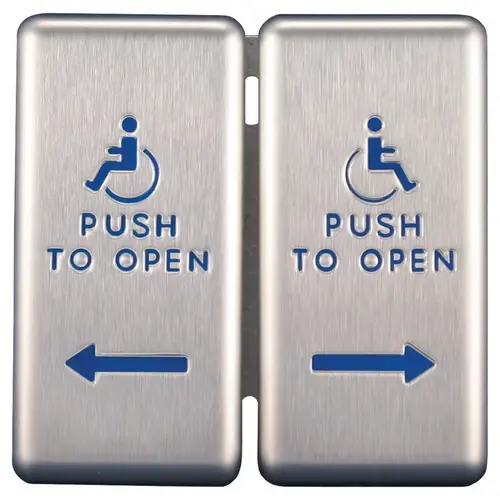 DUAL VESTIBULE PLATE SWITCH HANDICAPPED LOGO, PUSH TO OPEN STAINLESS STEEL DUAL VESTIBULE PLATE SWITCH HANDICAPPED LOGO, PUSH TO OPEN STAINLESS STEEL