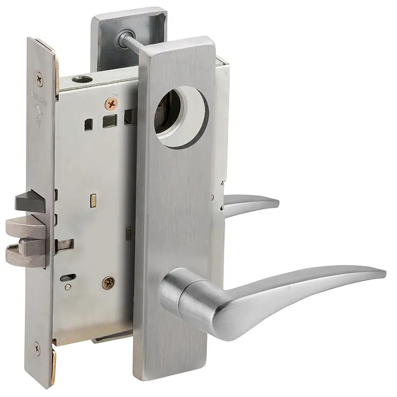 Schlage Commercial Left Hand Entry / Office Mortise Lock Less Cylinder with 12 Lever and L Escutcheon Satin Chrome Finish L9050L 12L 626 LH Schlage Commercial Left Hand Entry / Office Mortise Lock Less Cylinder with 12 Lever and L Escutcheon Satin Chrome Finish L9050L 12L 626 LH