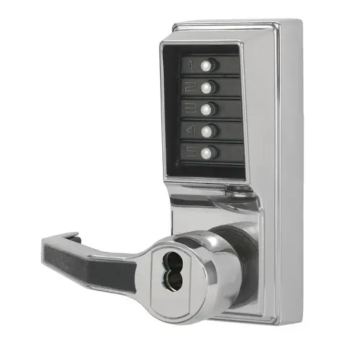 Simplex 8146 Mechanical Pushbutton Mortise Lever Lock, Combination Entry/Passage with Key Override Bright Chrome Simplex 8146 Mechanical Pushbutton Mortise Lever Lock, Combination Entry/Passage with Key Override Bright Chrome