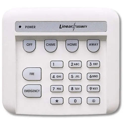 Supervised Remote Keypad, Arming, Disarming, Fire, and Emergency Alarm Capabilities, Telephone Style Keypads Plus System Mode Keys, Powered by 9-Volt Battery, 315 MHz RF Frequency