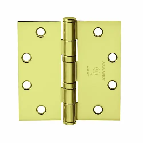 Full Mortise Hinge, 5-Knuckle, Standard Weight, 4-1/2" x 4-1/2", Square Corner, Bright Brass Full Mortise Hinge, 5-Knuckle, Standard Weight, 4-1/2" x 4-1/2", Square Corner, Bright Brass