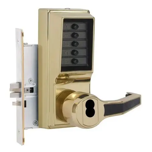 Simplex 8146 Mechanical Pushbutton Mortise Lever Lock, Combination Entry/Passage with Key Override Bright Brass Simplex 8146 Mechanical Pushbutton Mortise Lever Lock, Combination Entry/Passage with Key Override Bright Brass