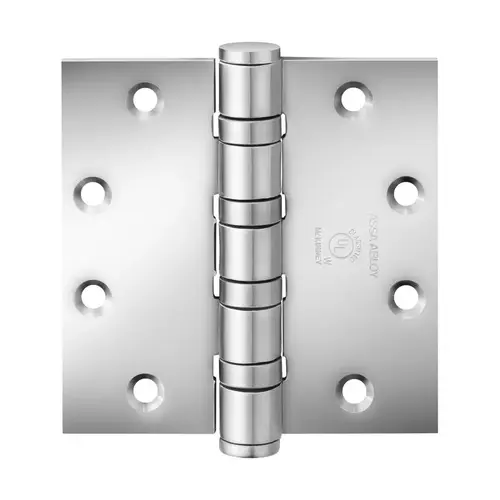 Full Mortise Hinge, 5-Knuckle, Heavy Weight, 4-1/2" x 4-1/2", Square Corner, Bright Chrome Full Mortise Hinge, 5-Knuckle, Heavy Weight, 4-1/2" x 4-1/2", Square Corner, Bright Chrome