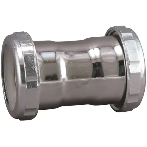 1-1/2 in. x 1-1/2 in. 22-Gauge Brass Slip Joint Straight Coupling in Chrome
