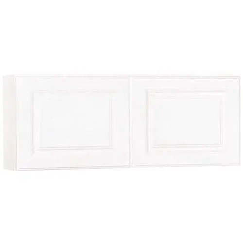 Hampton Satin White Raised Panel Stock Assembled Wall Bridge Kitchen Cabinet (30 in. x 18 in. x 12 in.) Hampton Satin White Raised Panel Stock Assembled Wall Bridge Kitchen Cabinet (30 in. x 18 in. x 12 in.)