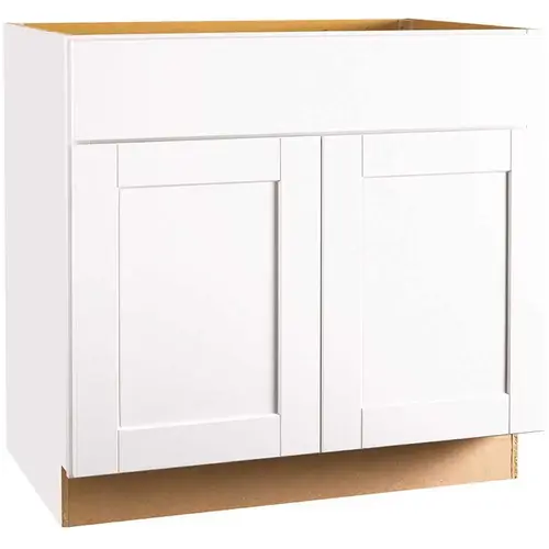 Shaker Satin White Stock Assembled Sink Base Kitchen Cabinet (36 in. x 34.5 in. x 24 in.) Shaker Satin White Stock Assembled Sink Base Kitchen Cabinet (36 in. x 34.5 in. x 24 in.)