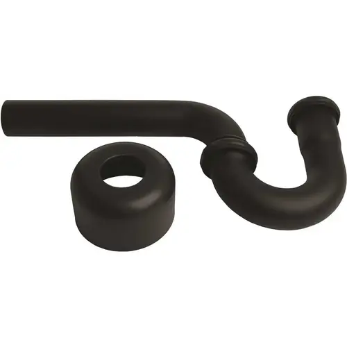 1-1/2 in. x 1-1/2 in. Brass P- Trap with Flange in Matte Black