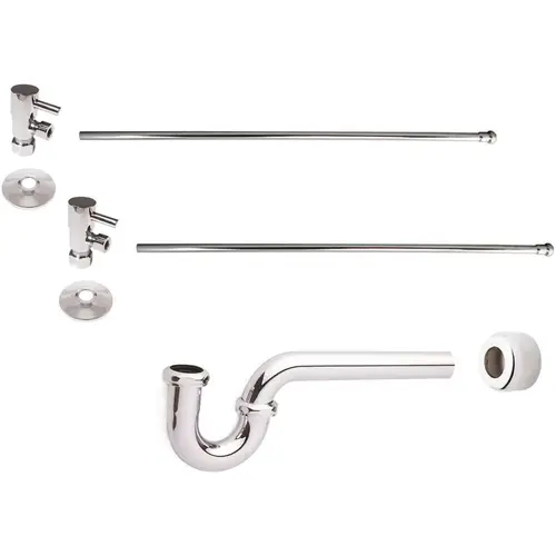 1-1/2 in. x 1-1/2 in. Brass P-Trap Lavatory Supply Kit, Polished Chrome