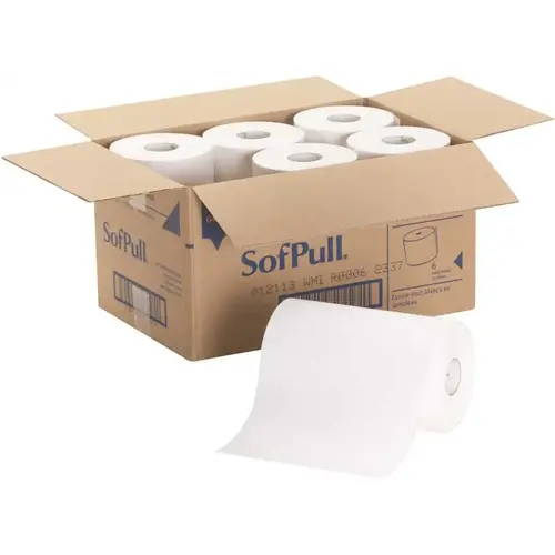 White Hardwound Roll Paper Towel for SofPull Automated Dispenser - pack of 6