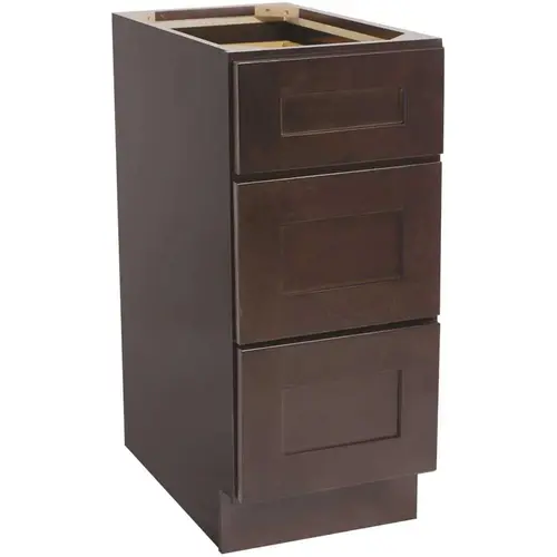 Brookings Plywood Ready to Assemble Shaker 15x34.5x24 in. 3-Drawer Base Kitchen Cabinet in Espresso