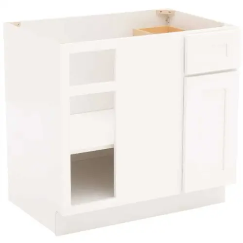 Brookings Plywood Ready to Assemble Shaker 36x34.5x24 in. 1-Door 1-Drawer Blind Base Kitchen Cabinet in White