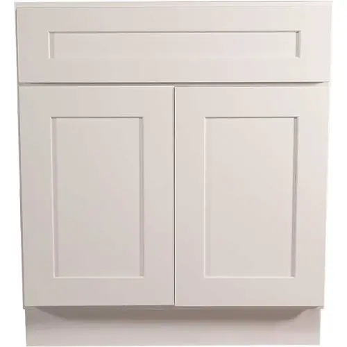 Brookings Plywood Assembled Shaker 27x34.5x24 in. 2-Door 1-Drawer Base Kitchen Cabinet in White