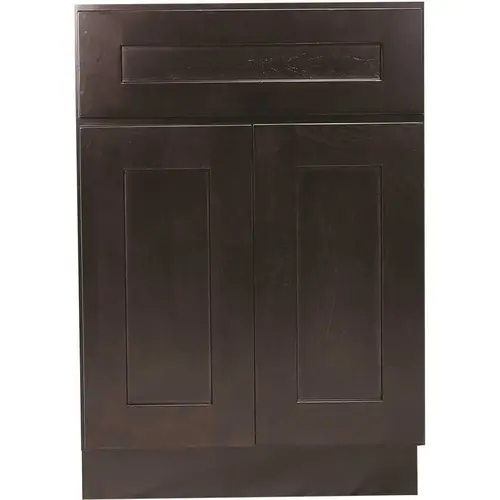 Brookings Plywood Assembled Shaker 18x34.5x24 in. 1-Door 1-Drawer Base Kitchen Cabinet in Espresso