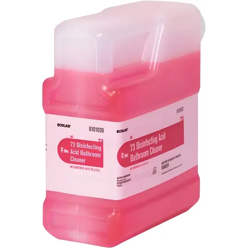 1-1/3 L Qc 73 Disinfecting Acid Bathroom Cleaner, Chemical Material, 1.3 L Container Size, Pink Color, Concentrated Form.