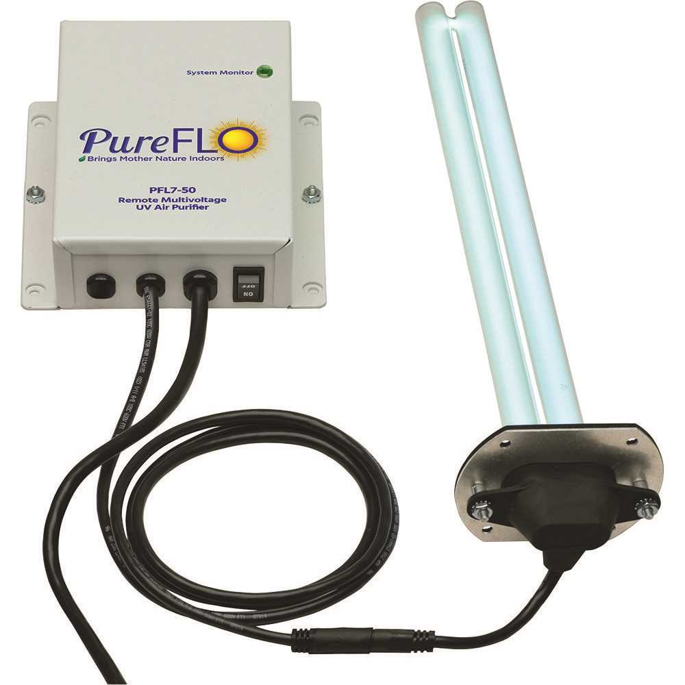 PremierOne Products PFL7-50PS-12 50-Watt Remote with 12 in. Germicidal Lamp with Magnetic Z-Bracket Air Purifier White