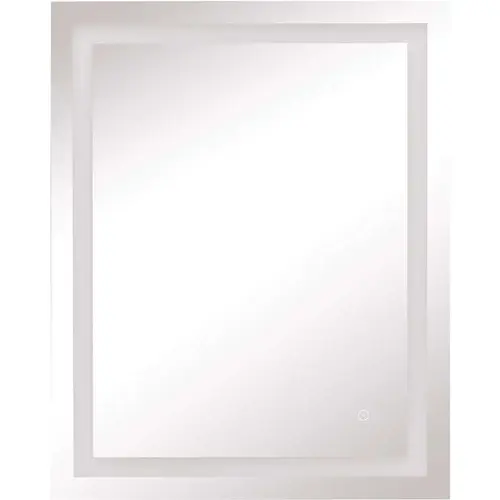 24 in. W x 30 in. H Frameless Rectangular LED Light Bathroom Vanity Mirror in Aluminum