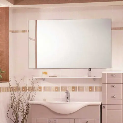 36 in. W x 60 in. H Frameless Rectangular Bathroom Vanity Mirror in Silver 36 in. W x 60 in. H Frameless Rectangular Bathroom Vanity Mirror in Silver