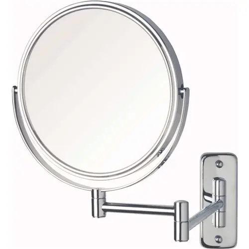 8 in. Dia Bi-View Wall Mount Makeup Mirror in Chrome
