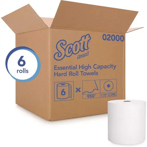 1.75 in. Core White Hard Roll Paper Towels (950 ft./Roll, /Convenience Case, 5,700 ft./Case) - pack of 6